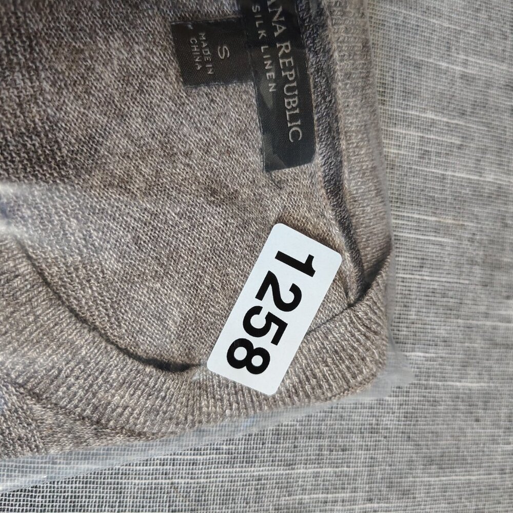 Banana Republic Sweater Size Medium Beige Silk Linen Striped Crewneck‎ - Picture 11 of 11